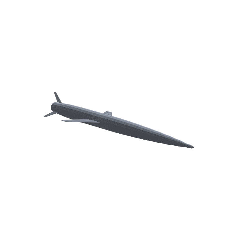 Area-ruled baseline fuselage, rear isometric render