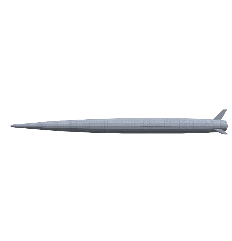Area-ruled baseline fuselage, side view