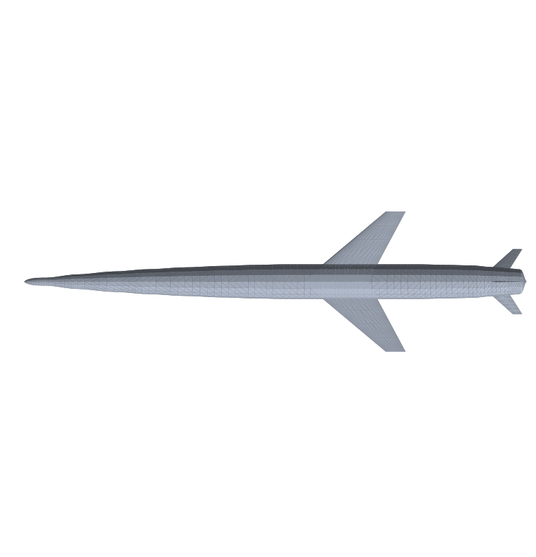 Area-ruled baseline fuselage, top view