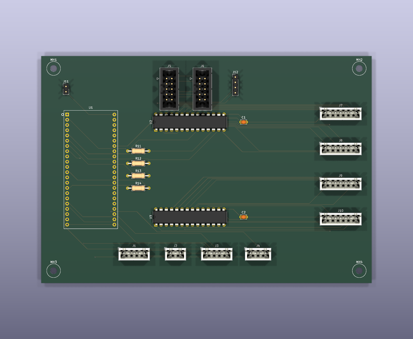 Ground Station Controller PCB, 3D render